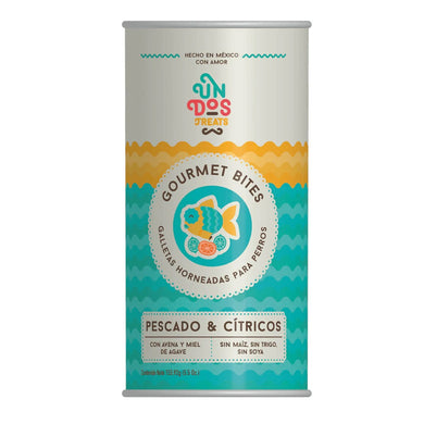 UN DOS TREATS® Gourmet Bites Galletas Horneadas para Perro, Sabor Pescado y Cítricos 5.5 Oz