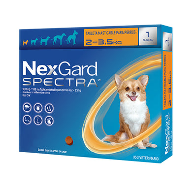 NexGard SPECTRA® Tableta Masticable Desparasitante para Perros Chicos 2-3.5 Kg