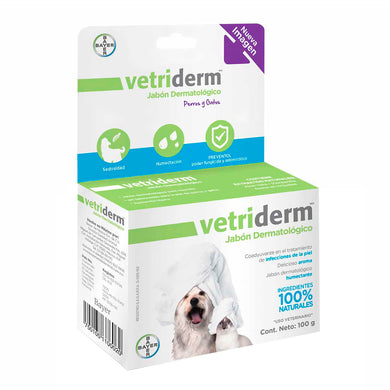 VETRIDERM® jabón dermatológico para perros y gatos de 100  g